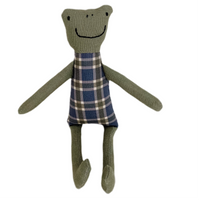 8" Green Plaid Happy Frog