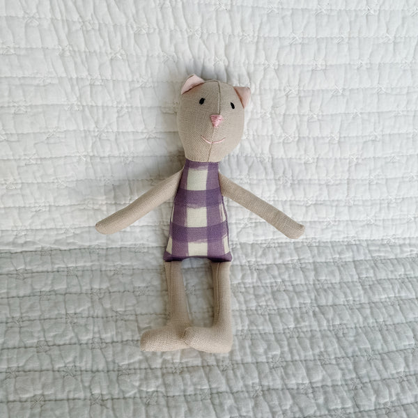 8" Sand Gingham Cat in Purple