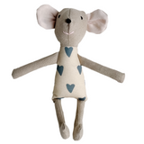 8" Tan Blue Heart Mouse