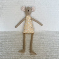 18" Tan Anemone Circus Mouse in Buttercream Yellow