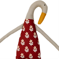 18" Tan Runner Duck in Cranberry Daisy