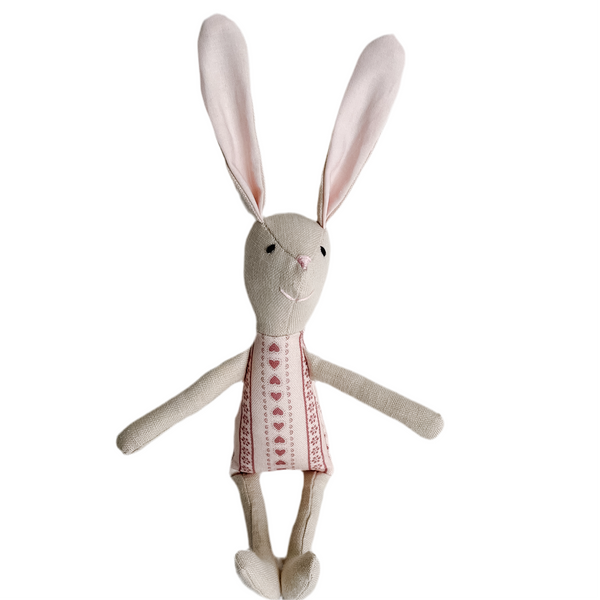 8" Sand Heart Ribbon Bunny in Berry