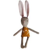 8" Tan Chrysanthemum Bunny in Mustard Yellow