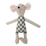 8" Sand Checkered Mouse in Slate Blue