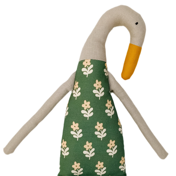 18" Tan Runner Duck in Muted Green Daisy