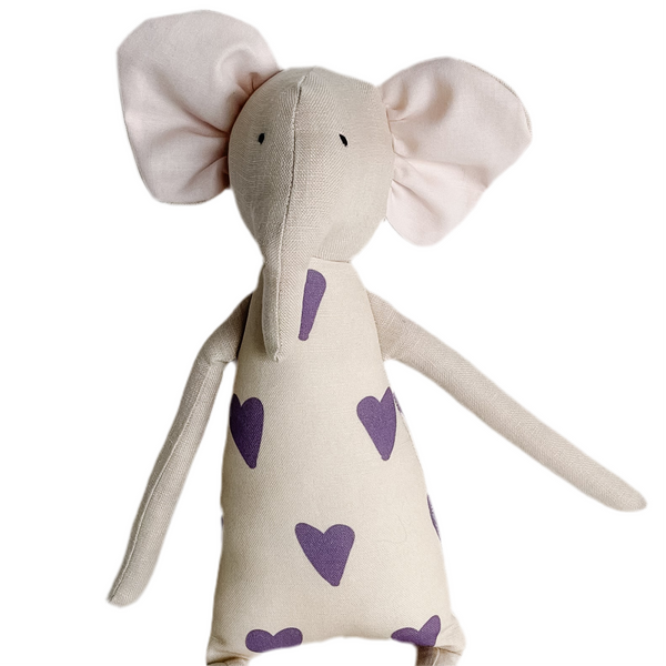 18" Sand Heart Elephant in Purple