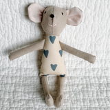 8" Tan Blue Heart Mouse