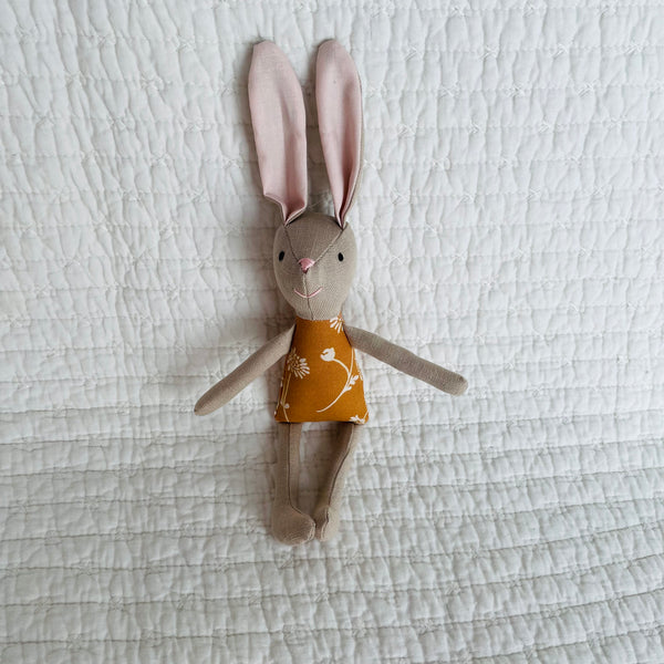 8" Tan Chrysanthemum Bunny in Mustard Yellow