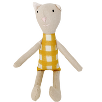 8" Sand Gingham Cat in Yellow