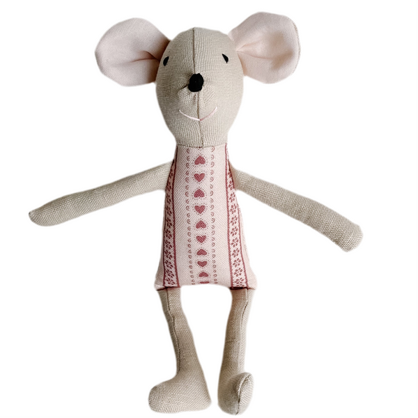 8" Sand Heart Ribbon Mouse in Berry