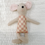 8" Sand Checkered Mouse in Pink