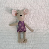 8" Tan Acorn Mouse in Purple