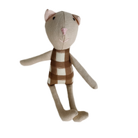 8" Sand Gingham Cat in Brown