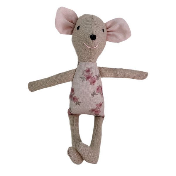 8" Tan Daffodil Mouse in Vintage Pink