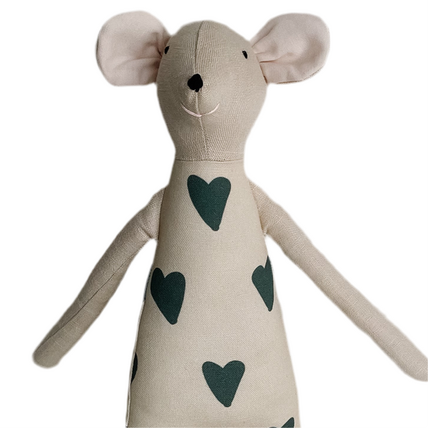 18" Sand Heart Mouse in Dark Teal