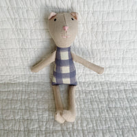 8" Sand Gingham Cat in dark lavender