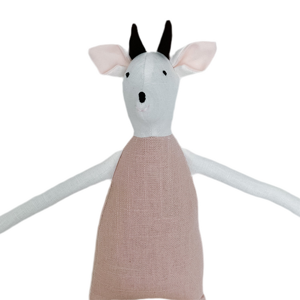 18" White Earth Cow in Textile 2 (Rose Pink)