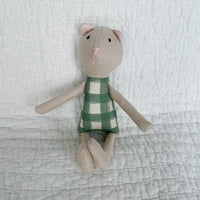 8" Sand Gingham Cat in Green