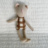 8" Sand Gingham Cat in Brown