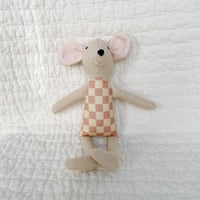 8" Sand Checkered Mouse in Pink