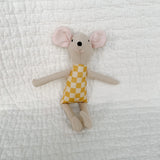 8" Sand Checkered Mouse in Yellow