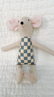 8" Sand Checkered Mouse in Slate Blue