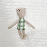 8" Tan Gingham Bright Green Cat