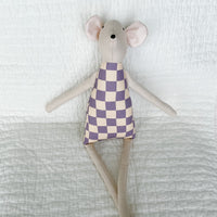 18" Sand Checkered Mouse in Lavender