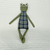 18" Green Plaid Happy Frog