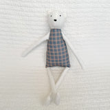 18" Cream Polar Bear in blue windowpane