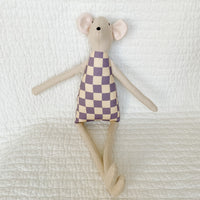 18" Sand Checkered Mouse in Lavender