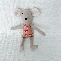 8" Tan Mushroom Mouse in Pink