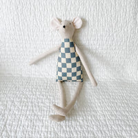 18" Sand Checkered Mouse in Slate Blue