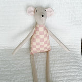 18" Sand Checkered Mouse in Pink