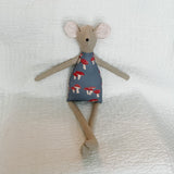 18" Tan Mushroom Mouse in Blue