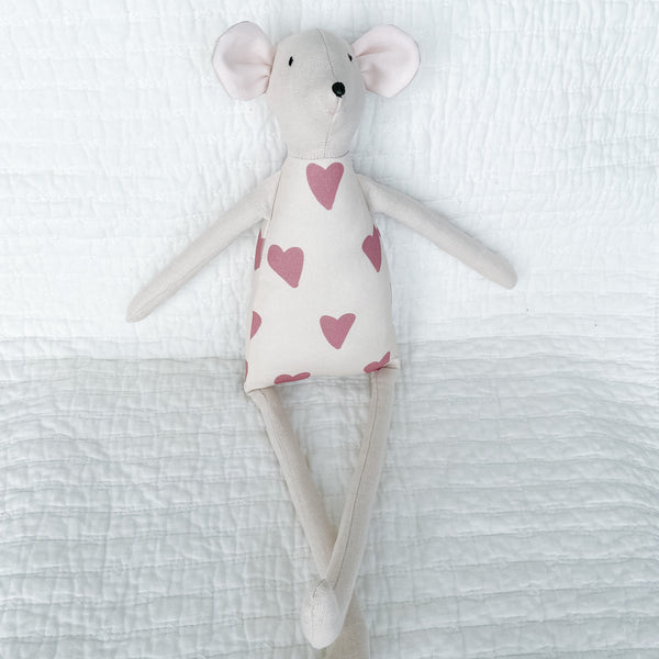 18" Sand Heart Mouse in Mauve Pink