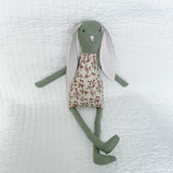 18" Green Rose Patch Rabbit in Taupe