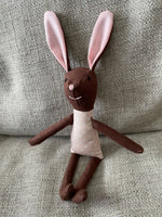 8" Brown Carnation Bunny in Pink